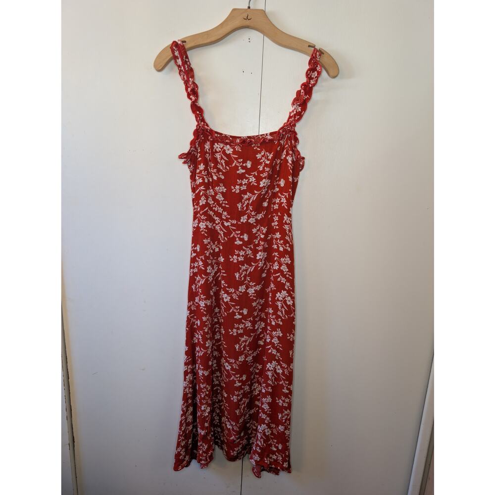 Lulus Garden Ruffle Red Dress | Small | Ruffled Sleeves - Picture 13 of 16